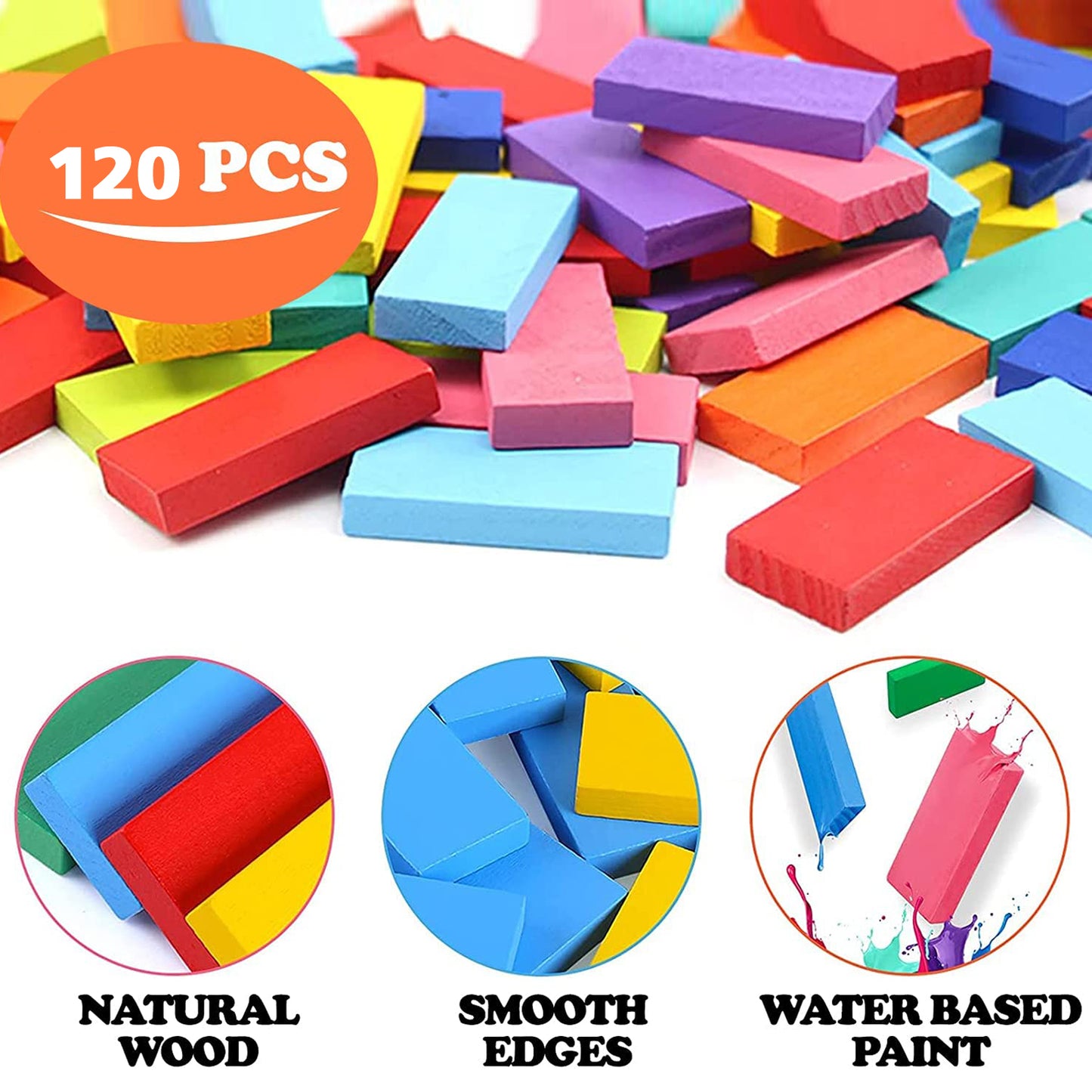 Multicolor Wooden Dominoes Blocks – 120 Pieces