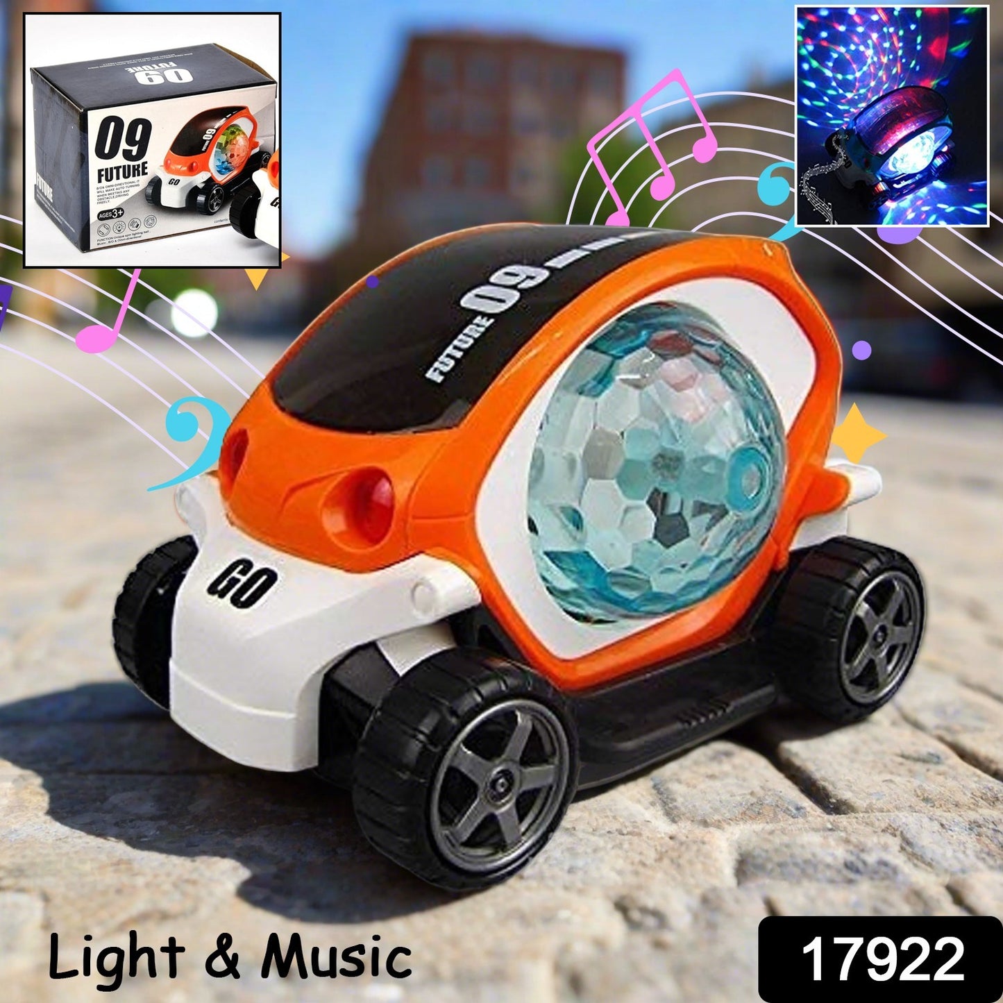 360° Rotating Stunt Car with Lights & Music