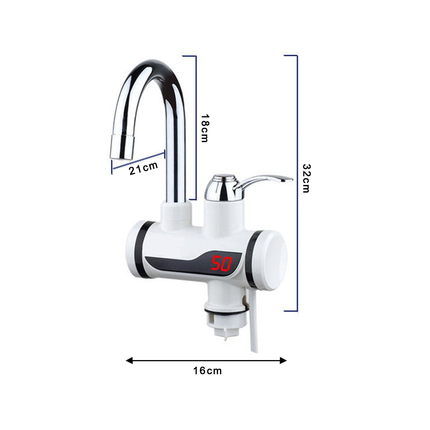 1597 Stainless Steel Led Digital Display Instant Heating Electric Water Heater Faucet Tap