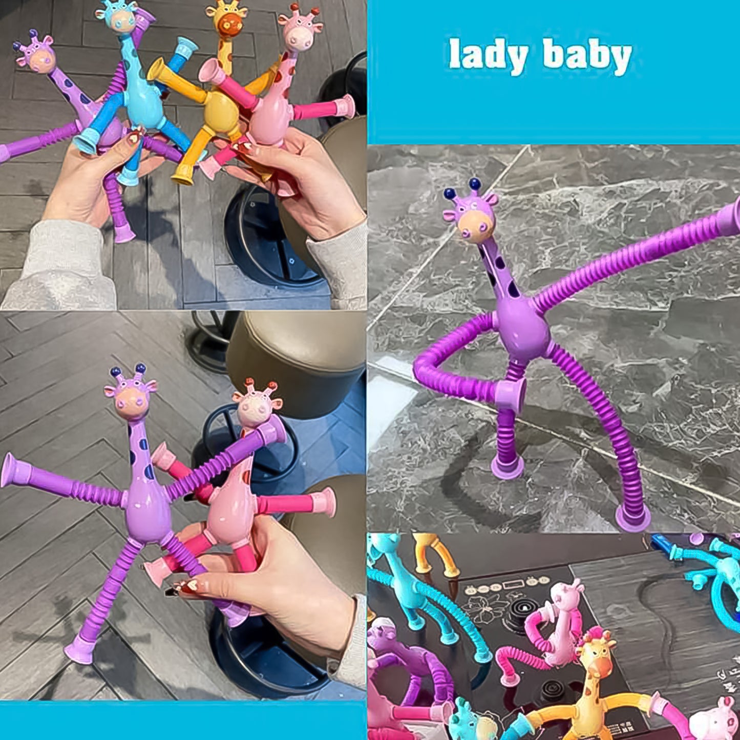 Telescopic Giraffe LED Suction Cup Toy