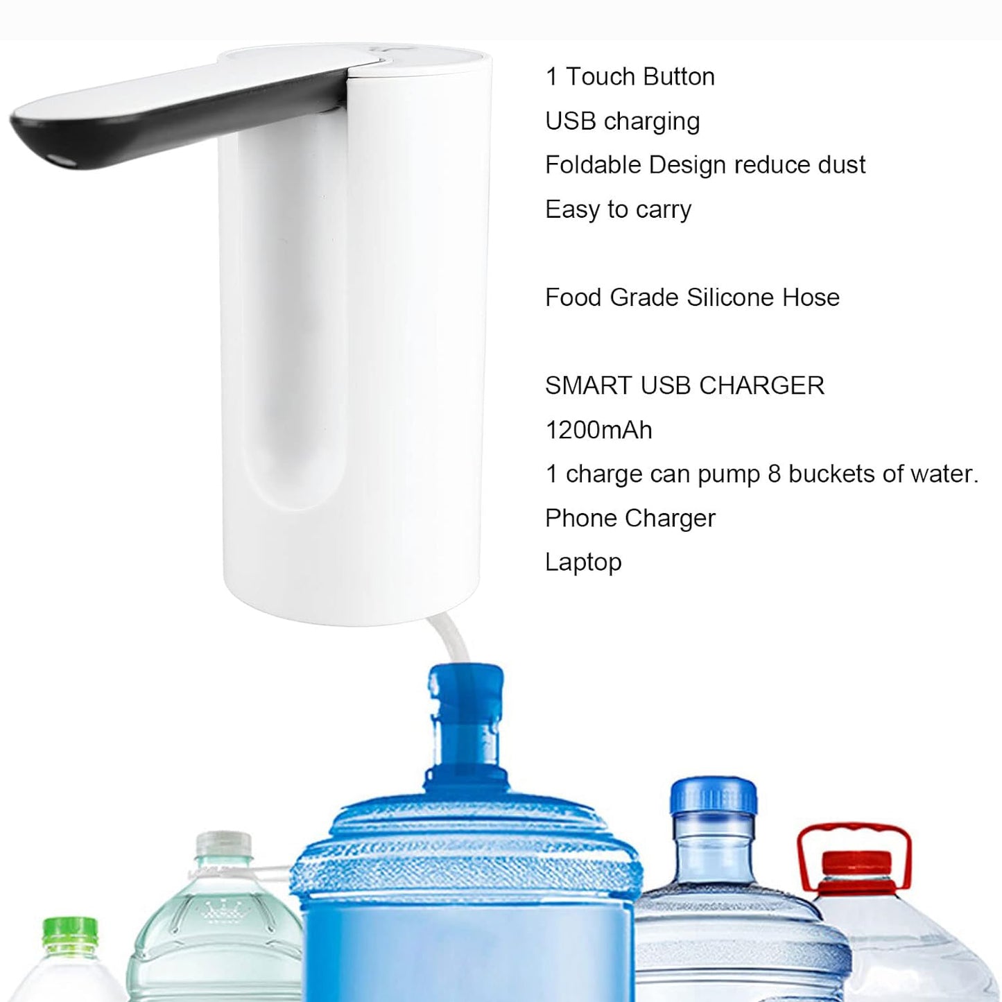 17825 Foldable Water Dispenser Portable Water Bottle Pump Usb Charging Electric Automatic Drinking Pump Portable Drinking Dispenser Pump For Home Kitchen Living Room Office Camping