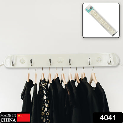 4041 Multipurpose Hangers Wall Door Hooks Rail For Hanging Clothes For Hanging Hook Rack Rail Extra Long Coat Hanger Wall Mount For Clothes Jacket Hats 6 Hook