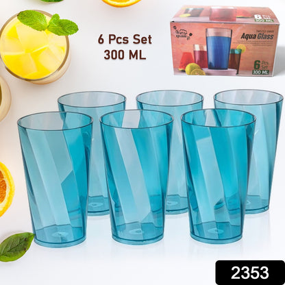 Square Highball Drinking Glasses (300ml, Set of 6)