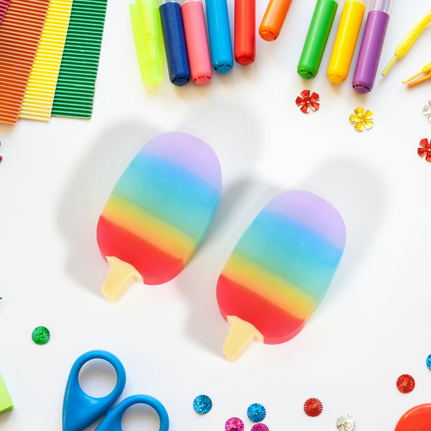 Jelly Popsicle Shaped Erasers - 2 Pc Set