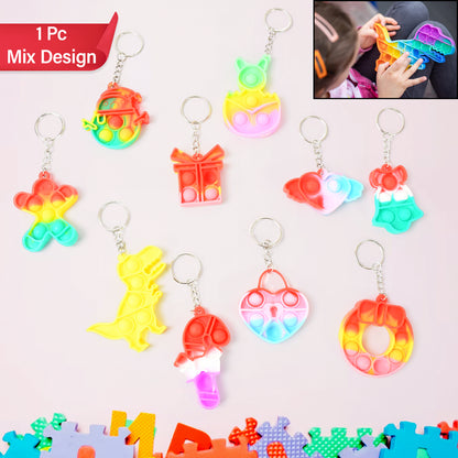 Compact Silicone Pop It Keychain – Stress Relief Toy