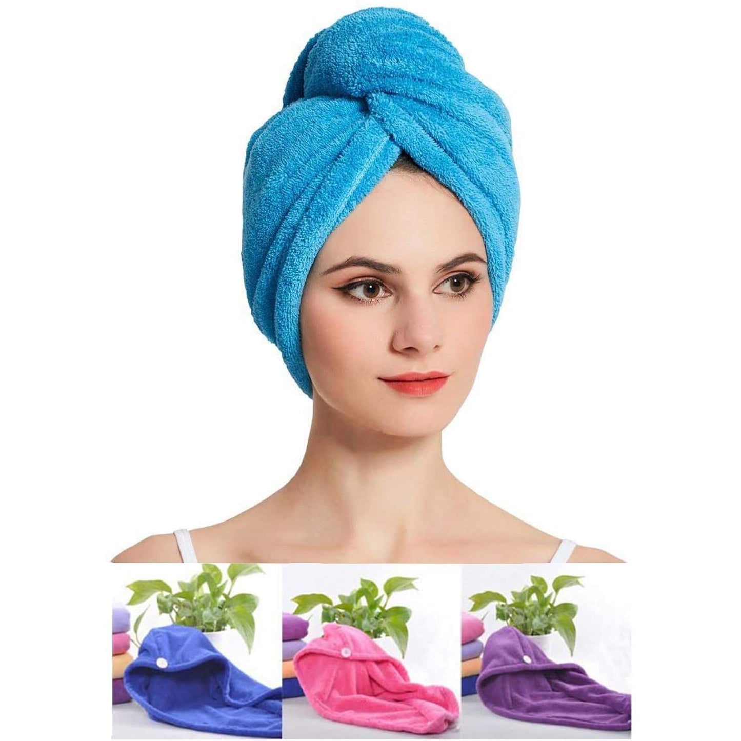 12600  Microfiber Hair Wrap Towel Cap Quick Turban Hair-drying Absorbent Microfiber Towel  Dry Shower Caps (1 Pc)