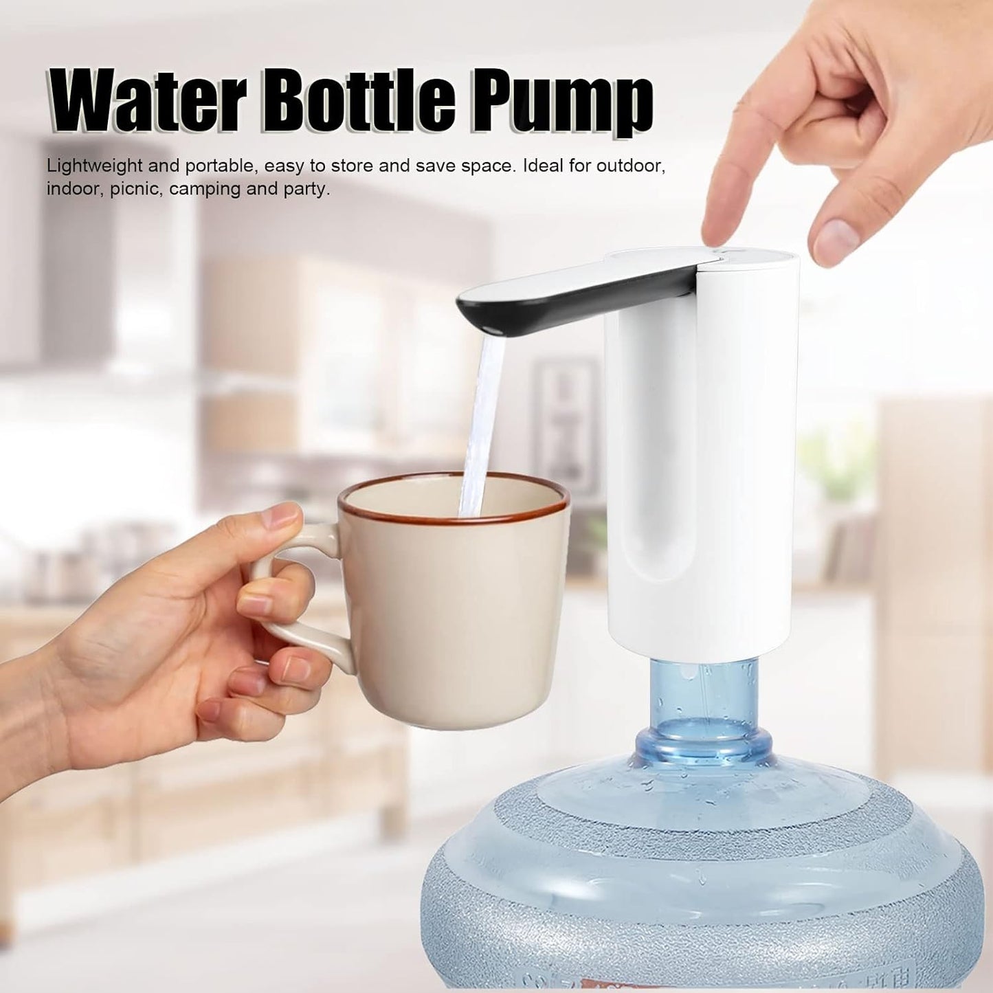 17825 Foldable Water Dispenser Portable Water Bottle Pump Usb Charging Electric Automatic Drinking Pump Portable Drinking Dispenser Pump For Home Kitchen Living Room Office Camping