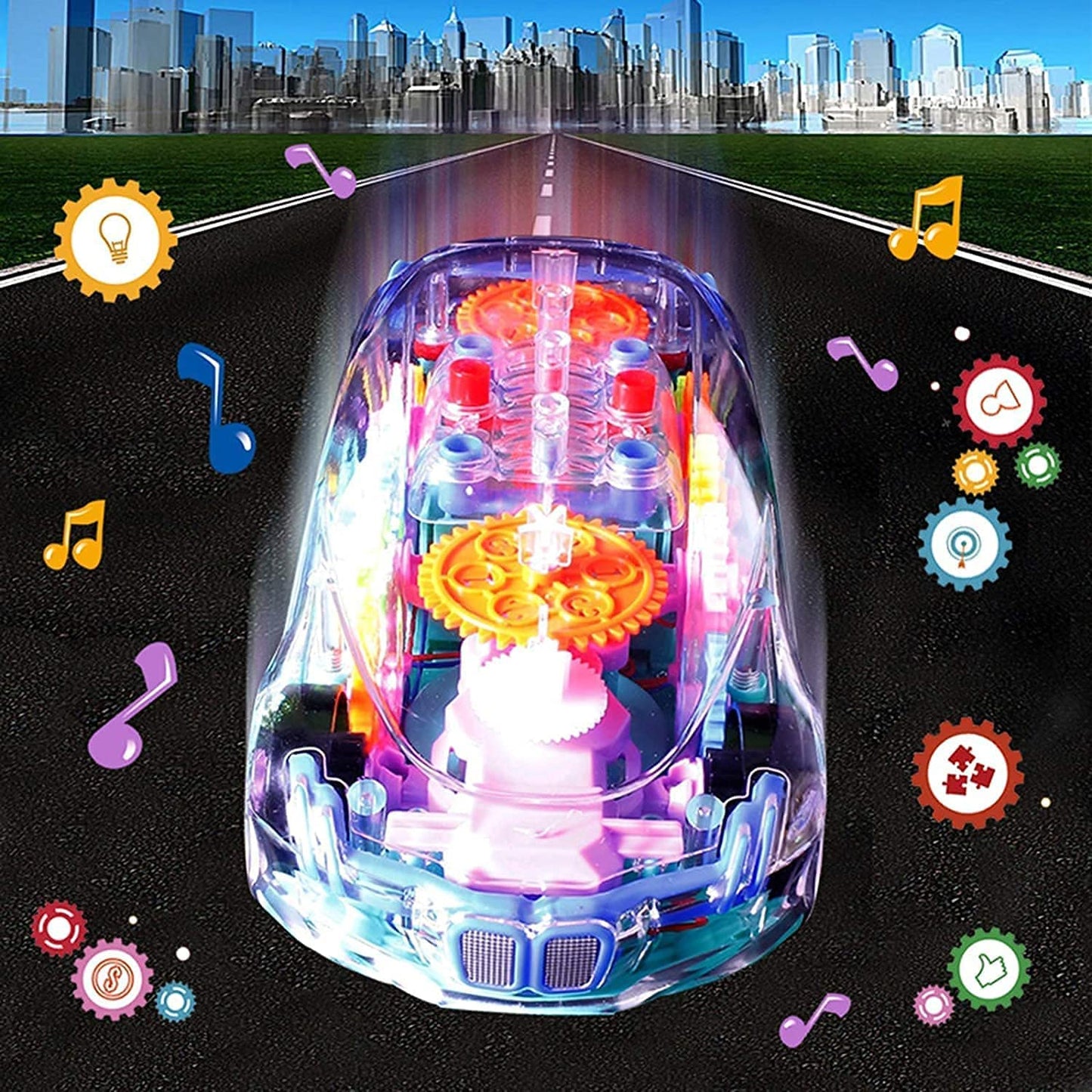 360° Rotating Gear Car with Music & Lights – Toy for Kids