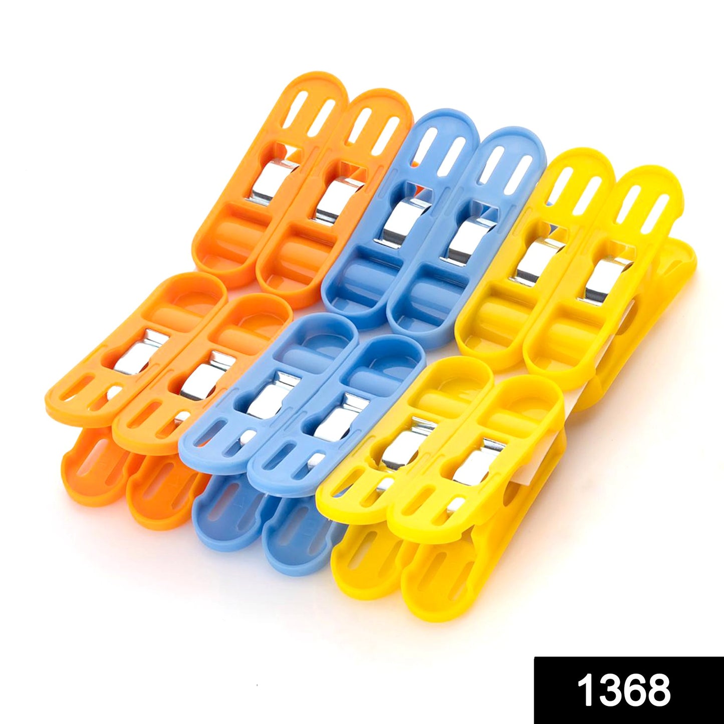 1368 Cloth Drying Non-slip Light Plastic Clips  (Multicolour) (Pack Of 12)