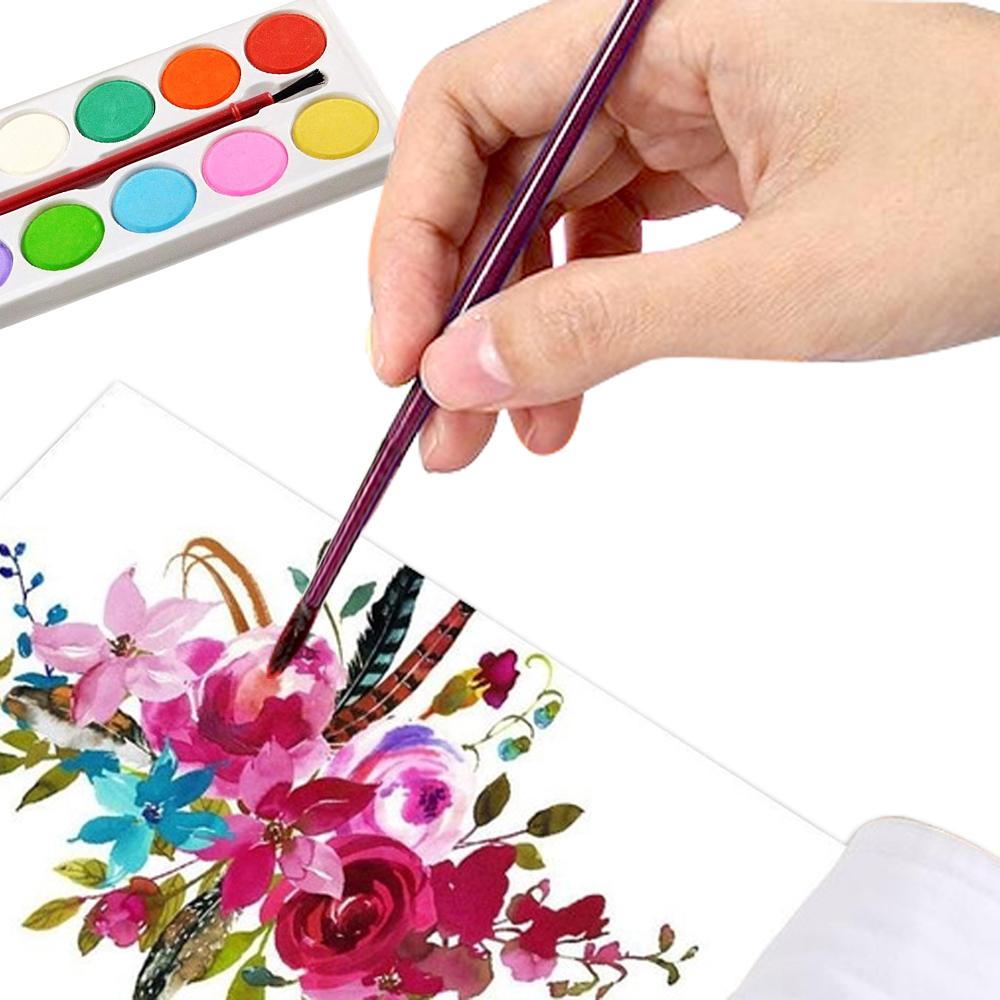 Watercolor Paint Kit - 12 Colors + Brush (13 Pcs)