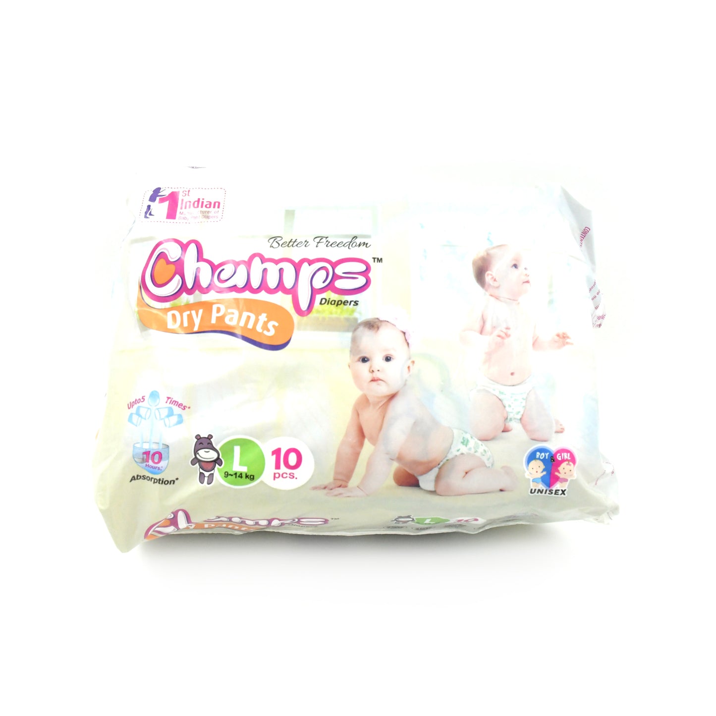 0974 Large Champs Dry Pants Style Diaper- Large (10 Pcs) Best For Travel  Absorption Champs Baby Diapers Champs Soft And Dry Baby Diaper Pants (L10 Pcs )