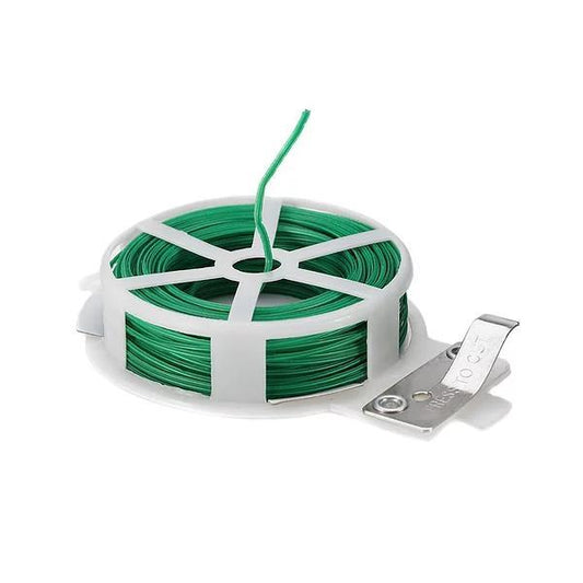 873 Plastic Twist Tie Wire Spool With Cutter For Garden Yard Plant 50m (Green)