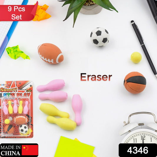 Cute Football & Ice Cream Eraser Set (9 Pcs)