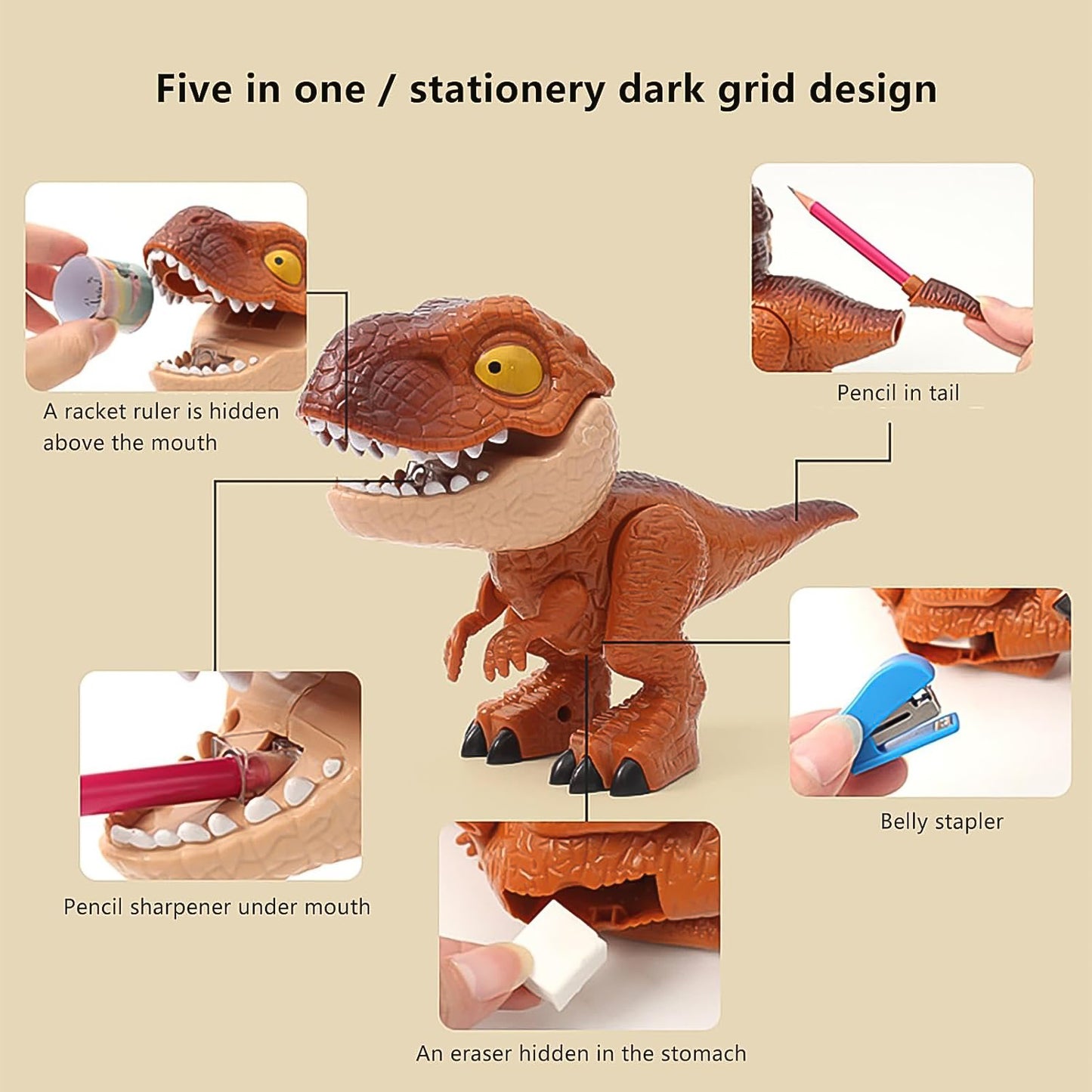 Dinosaur Themed 5-Piece Stationery Set