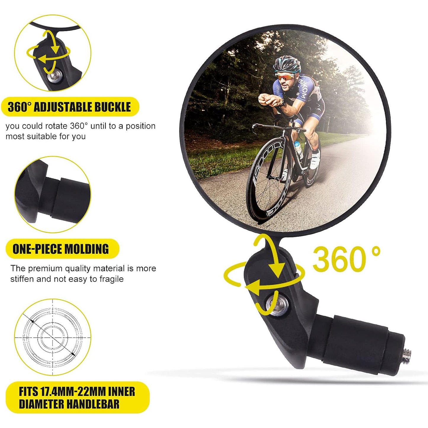 Foldable Rearview Bike Mirror - Durable & Safe