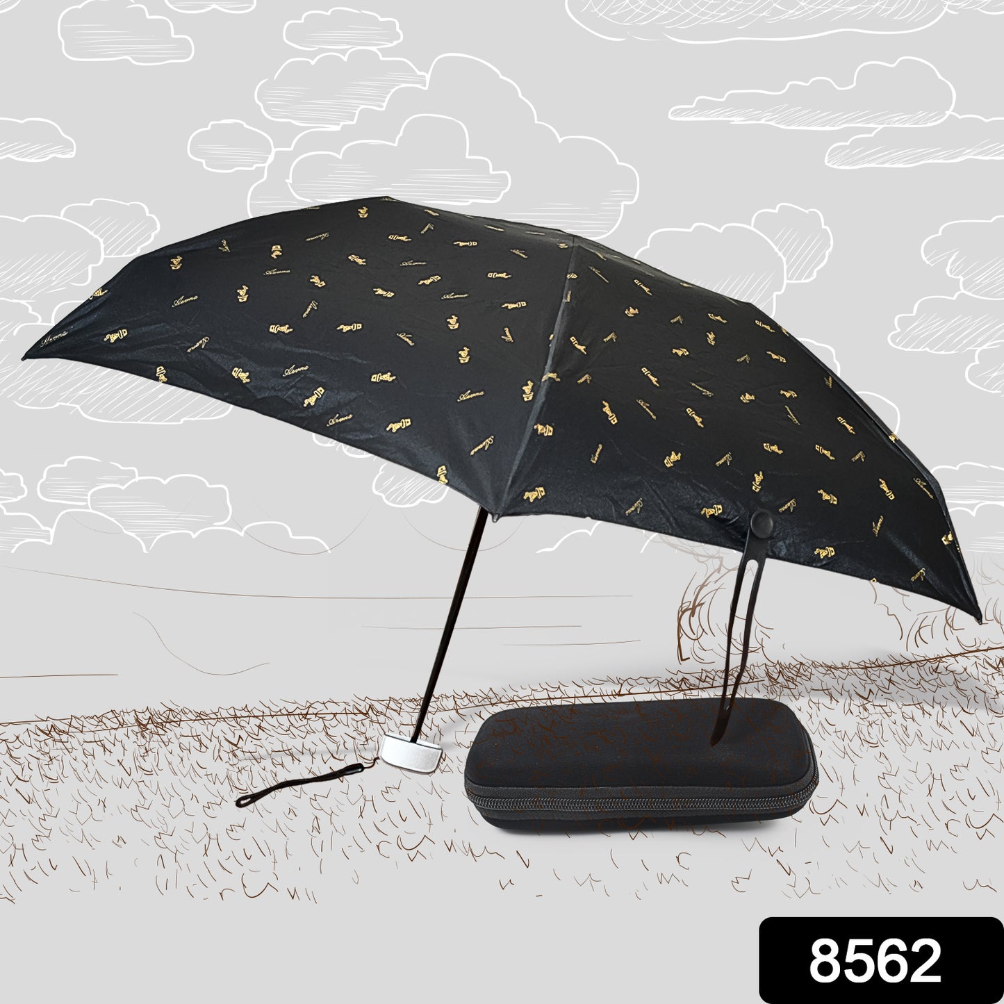 8562 3-fold Umbrella Summer Sun And Rain Protectionfoldable Cute Umbrella Uv Protection Rain Sun Umbrella  Travel Accessories  Umbrella For Children Girls And Boys (1 Pc  With Zip Case)