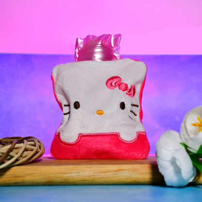 6520 Pink Hello Kitty Small Hot Water Bag With Cover For Pain Relief Neck Shoulder Pain And Hand Feet Warmer Menstrual Cramps.