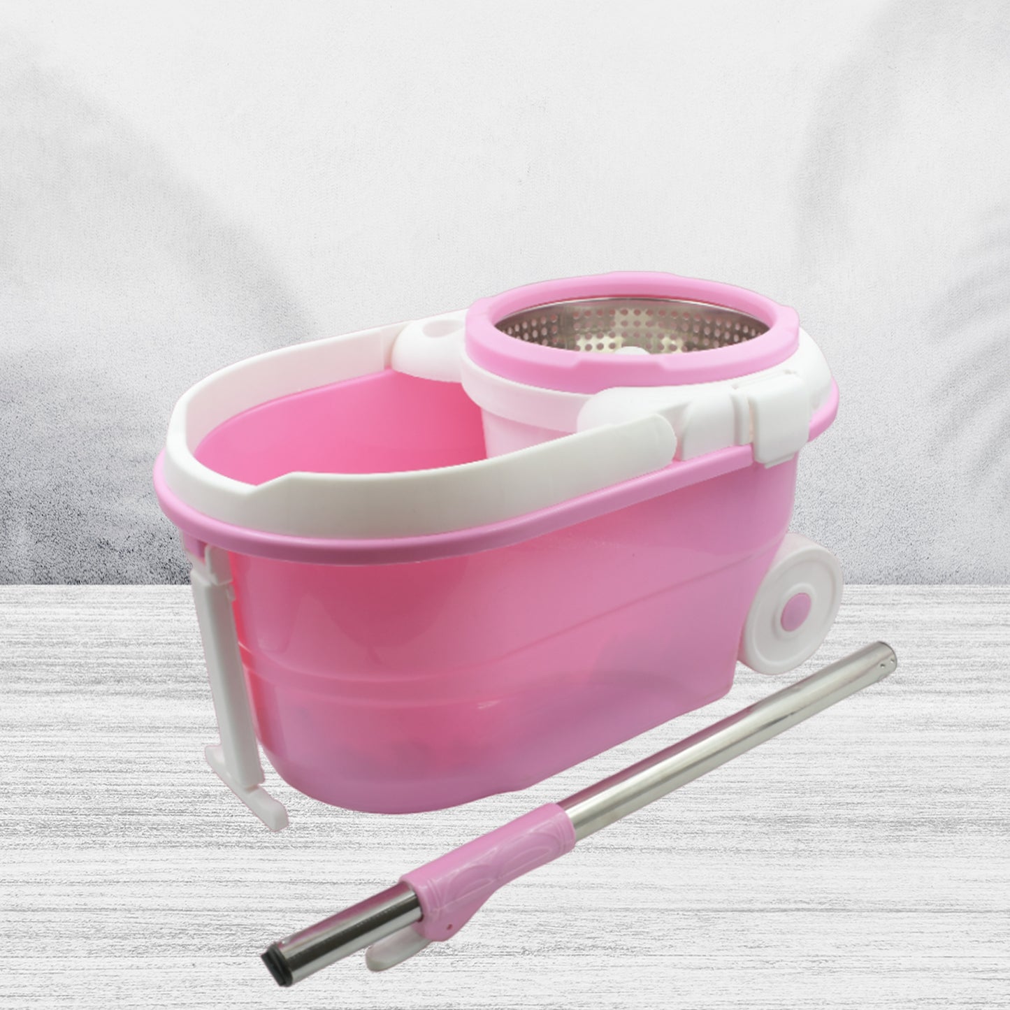 4105 Mop With Bucket For Floor Cleaning With Steel Spin Mop For Floor Cleaning  Floor Cleaner Mop  Spin Mop  Magic Mop  Mop Stick  Spin Mop Set With Bucket Household Office Cleaning Tool Mop