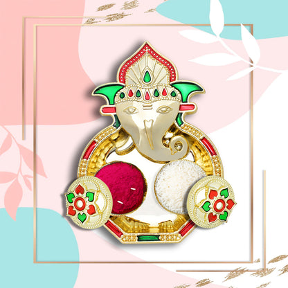 Decorative Ganesha Haldi Kumkum Thali – Perfect for Festivals