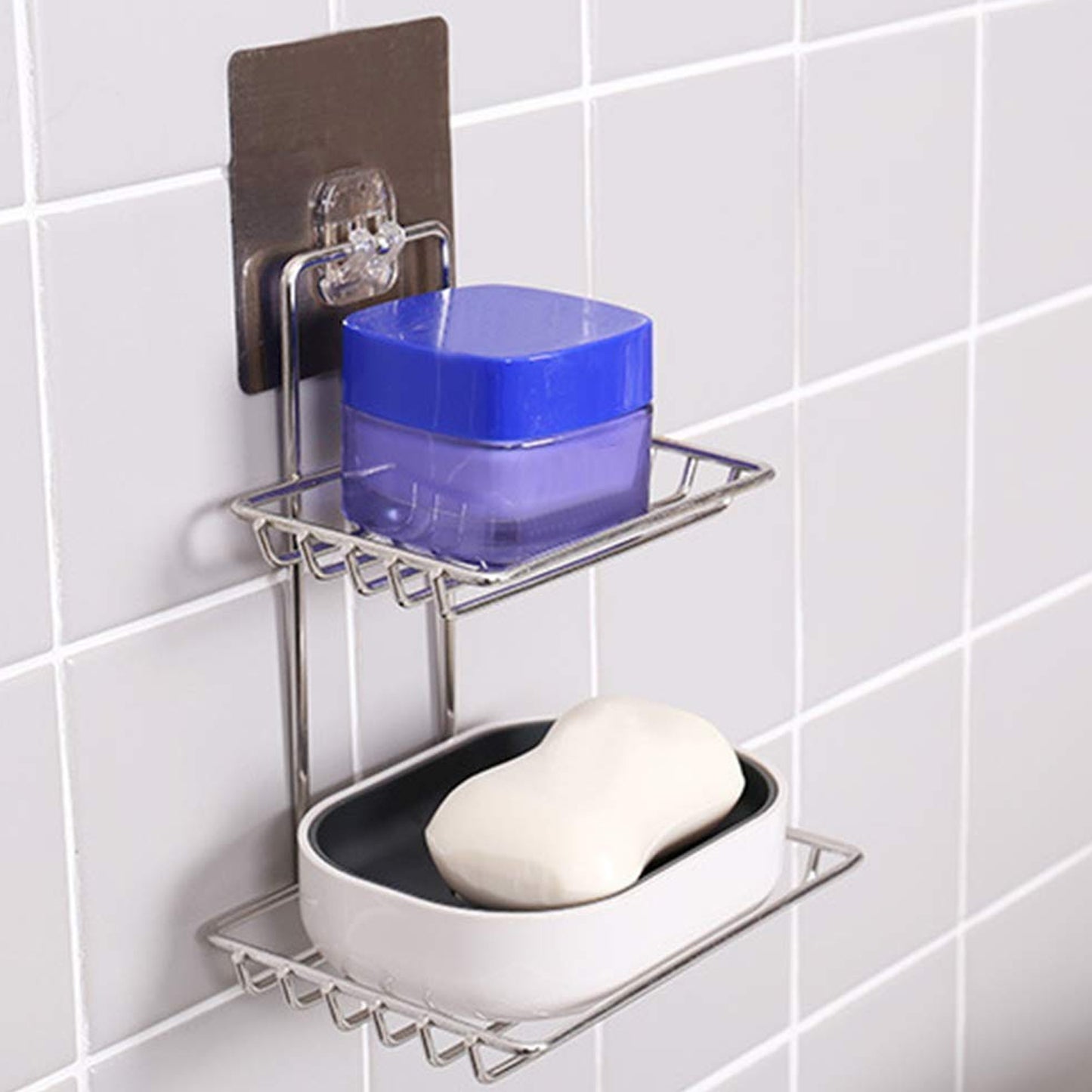 1763 Kitchen Bathroom Soaps Storage Rack With 2 Hook For Home