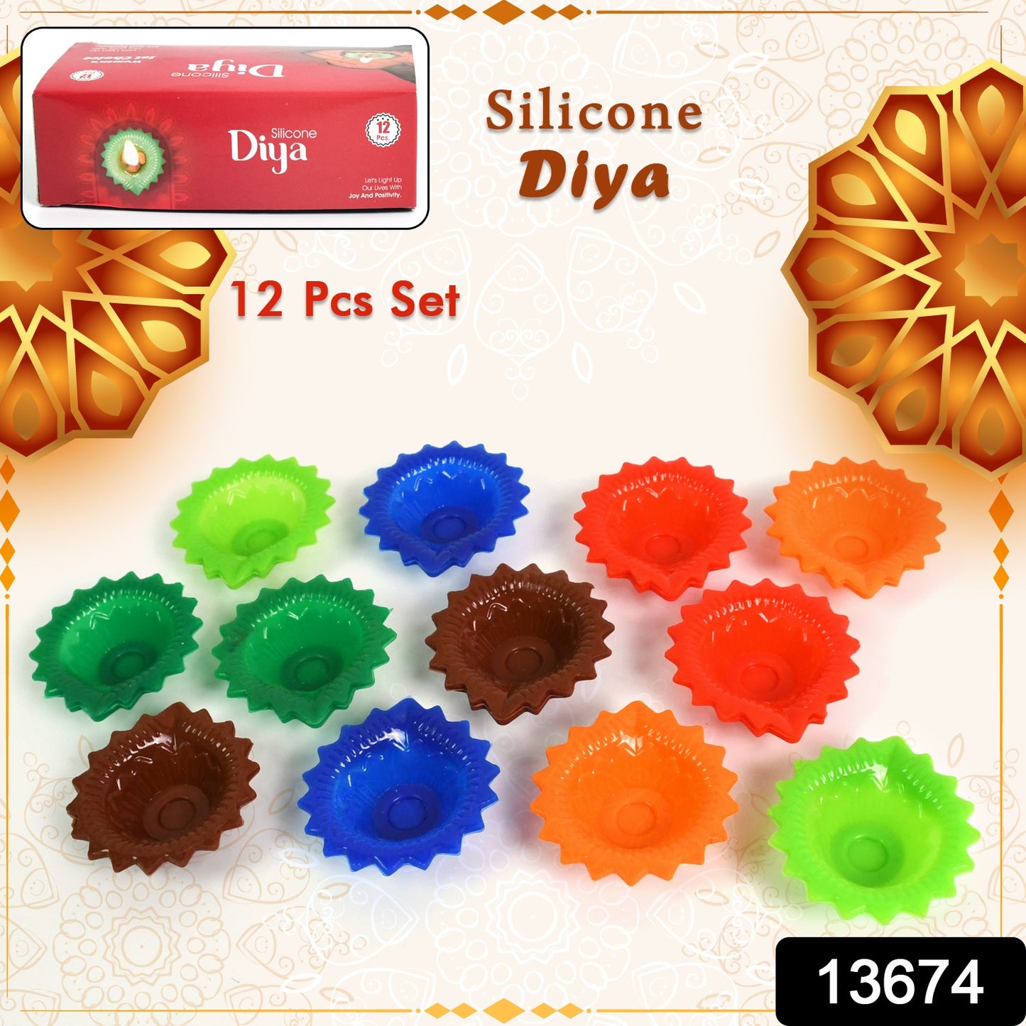 Attractive Silicone Diya Combo – 12 Pcs for Diwali