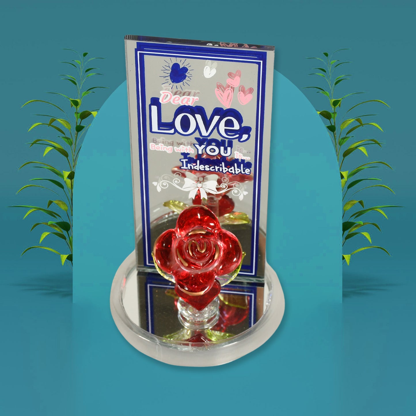 17530 Lovely Rose Gift Showpiece Love Showpiece Valentines Day Gift Cute Anniversary Wedding Birthday Boyfriend Husband Romantic Unique Gift Set Home Decoration Gift Set (1 Pc)