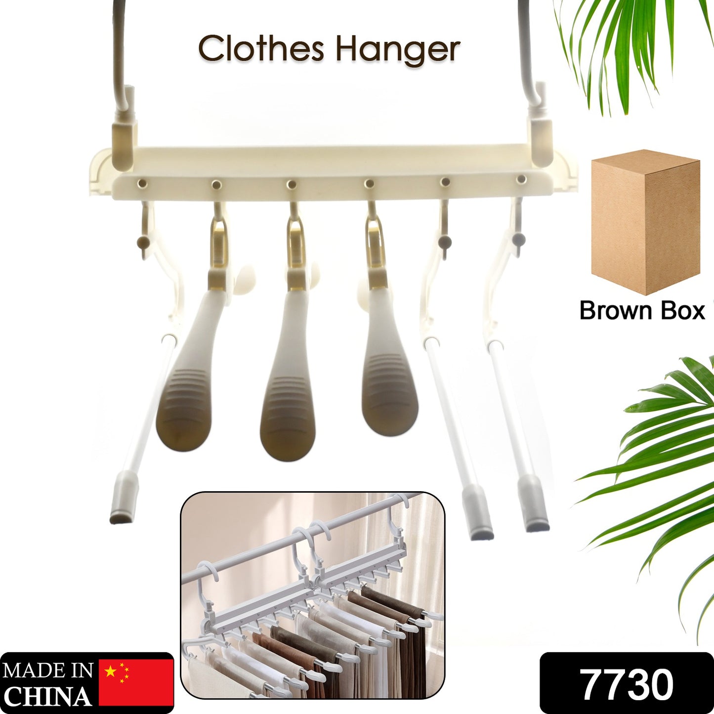 7730 Cloth Hanger 6 In 1 Multi-layer Hanging Mass Pants Rack Stainless Steel Pants Hangers Folding Storage Rack Space Saver Storage For Trousers Scarf Tie Belt