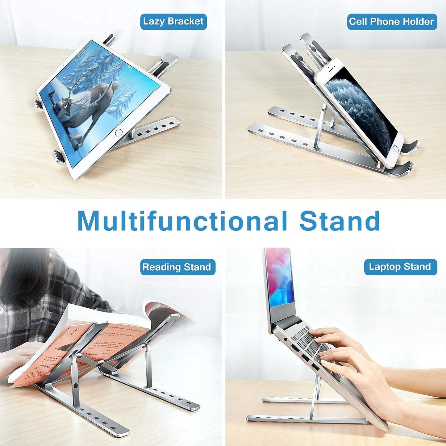 12874 Laptop Stand For Desk  Metal Portable Laptop Stand With 6 Adjustable Angles  Laptop Riser Phone And Tablet Stand  Compatible For All Laptop