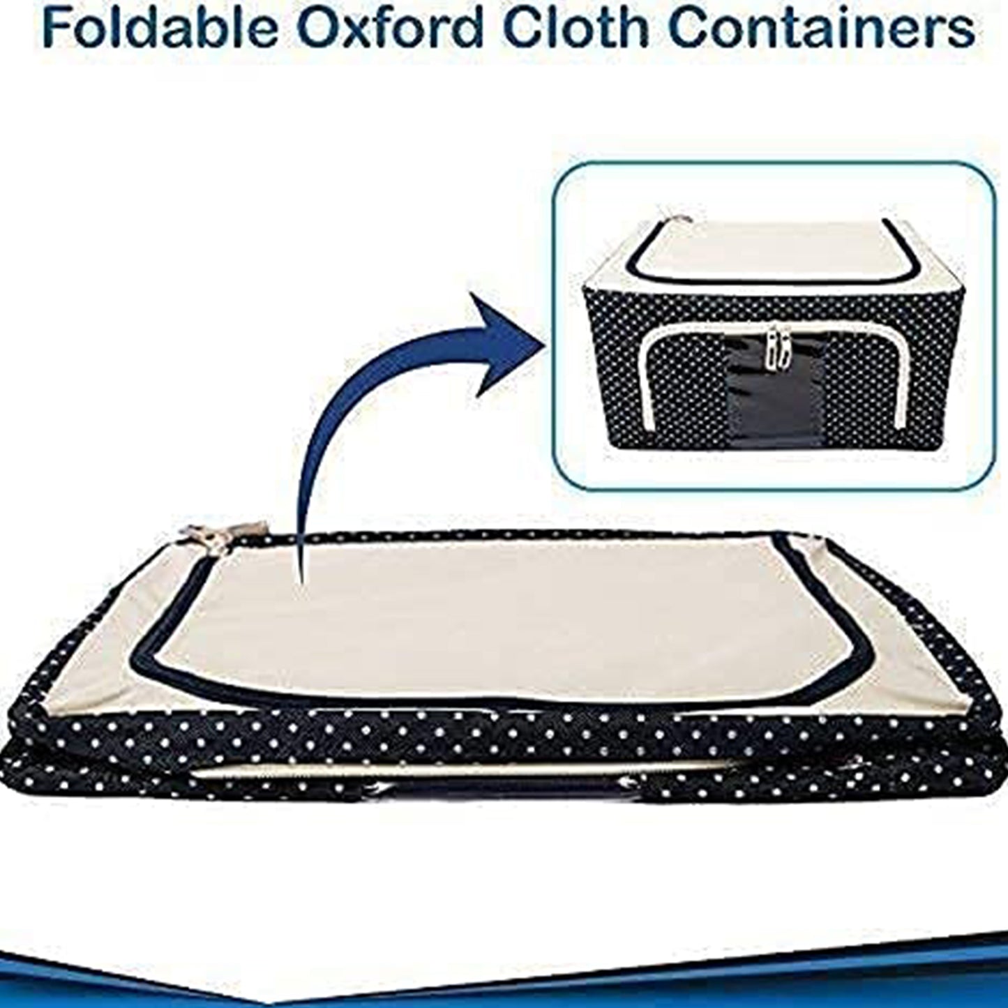 17641 Foldable Steel Frame Clothes Living Storage Organizer Handled Bag Box For Large Size Bedding Blankets Women Saree Toys  Cloth Storage Box  Bag (66 Liter)