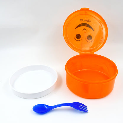 Smily Plastic Lunch Box with 2-in-1 Spoon (Small)