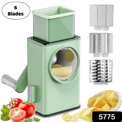 5775 Stainless Steel Vegetable Chopper Veg Chopper And Dicer With 6 Blades  Brush Kitchen Multifunctional Mandoline Vegetable Slicer For Veggies Onion Garlic Potatoes Fruits Cookie Oreo Vegetable Cutter Stable Suction Base For Home Kitchen