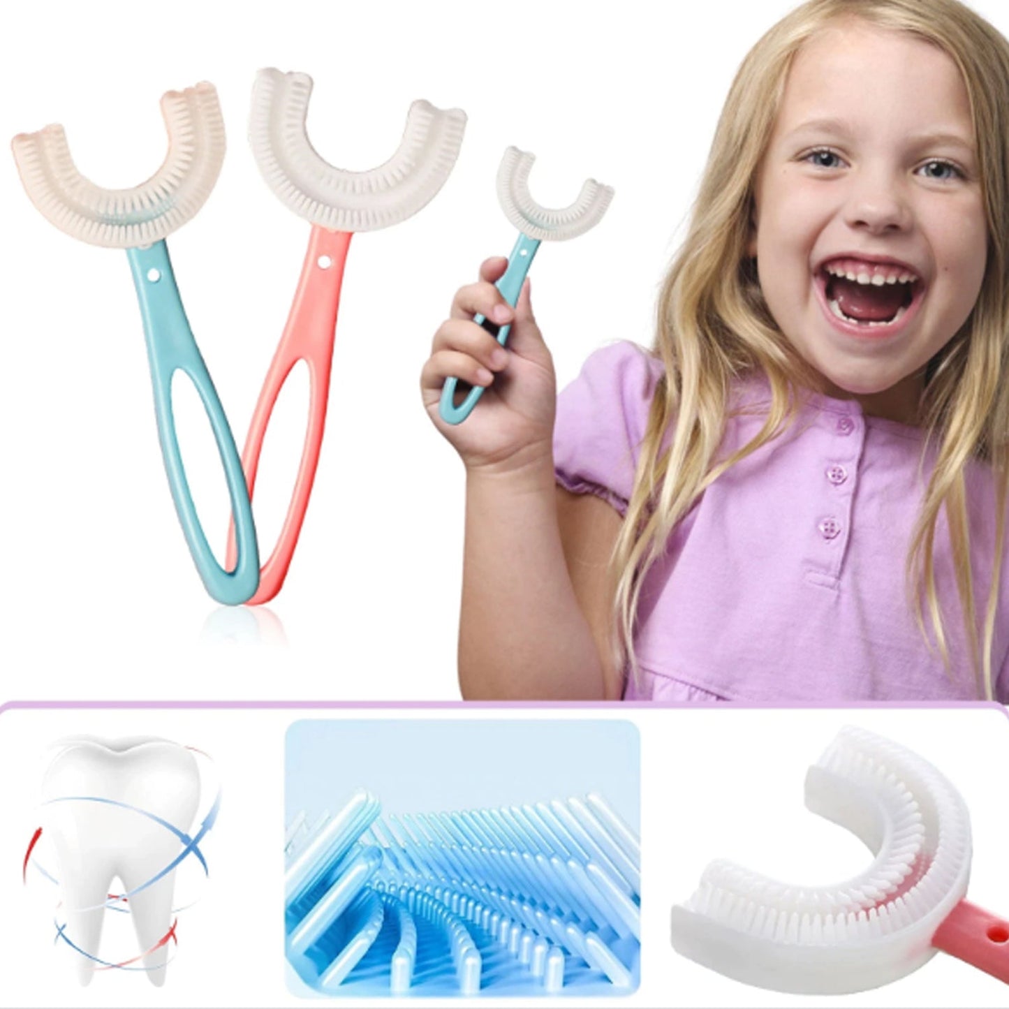 4773 Kids U Shaped Large Tooth Brush Used In All Kinds Of Household Bathroom Places For Washing Teeth Of Kids Toddlers And Childrens Easily And Comfortably.