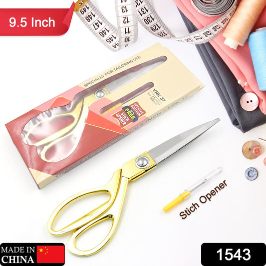 1543 Stainless Steel Tailoring Scissor Sharp Cloth Cutting For Professionals Stainless Steel Sharp Tailor Scissors Clothing Scissors Professional Heavy Duty Dressmaking Shears Sewing Tailor (Golden)(9.5 Inch)