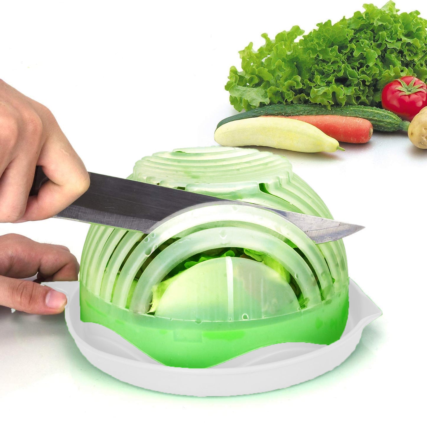 2 In 1 Salad Cutter Bowl With Lemon Squeezer Citrus Juicer (1 Pc)