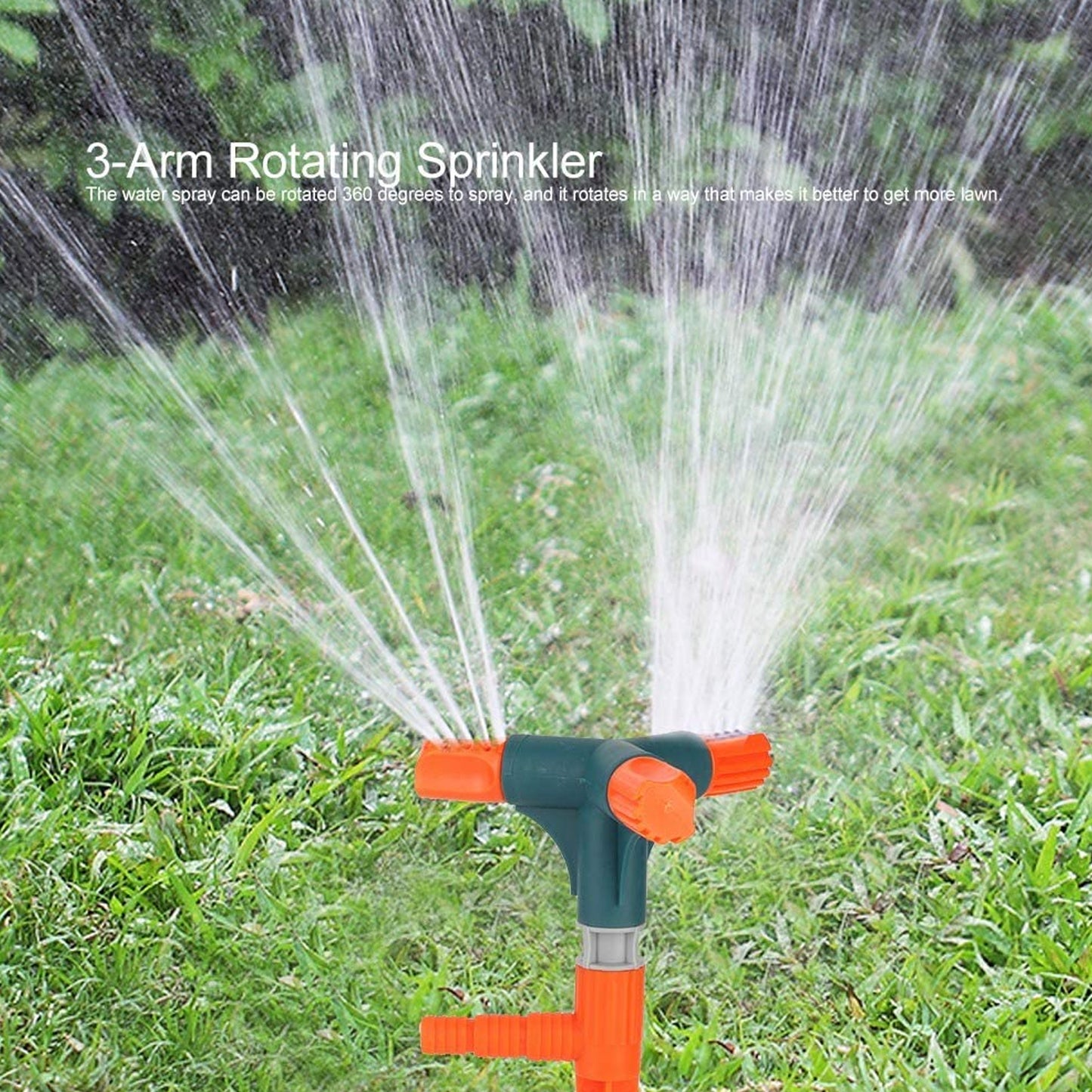 7491 Garden Sprinkler 360  Rotating Adjustable Round 3 Arm Lawn Water Sprinkler For Watering Garden Plantspipe Hose Irrigation Yard Water Sprayer