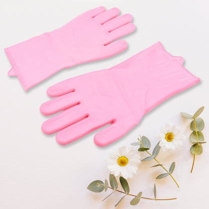 8740 Dishwashing Gloves With Scrubber Silicone Cleaning Reusable Scrub Gloves For Wash Dish Kitchen Bathroom Pet Grooming Wet And Dry Glove (1 Pair 155gm)