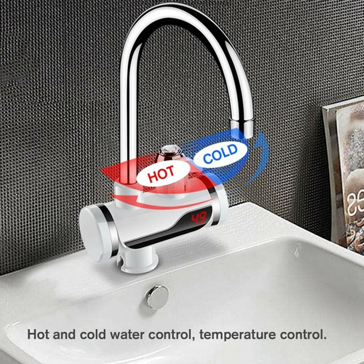 1597 Stainless Steel Led Digital Display Instant Heating Electric Water Heater Faucet Tap