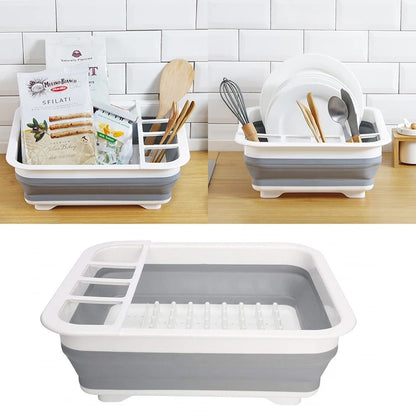 Space-Saving Silicone Dish Rack & Cutlery Holder