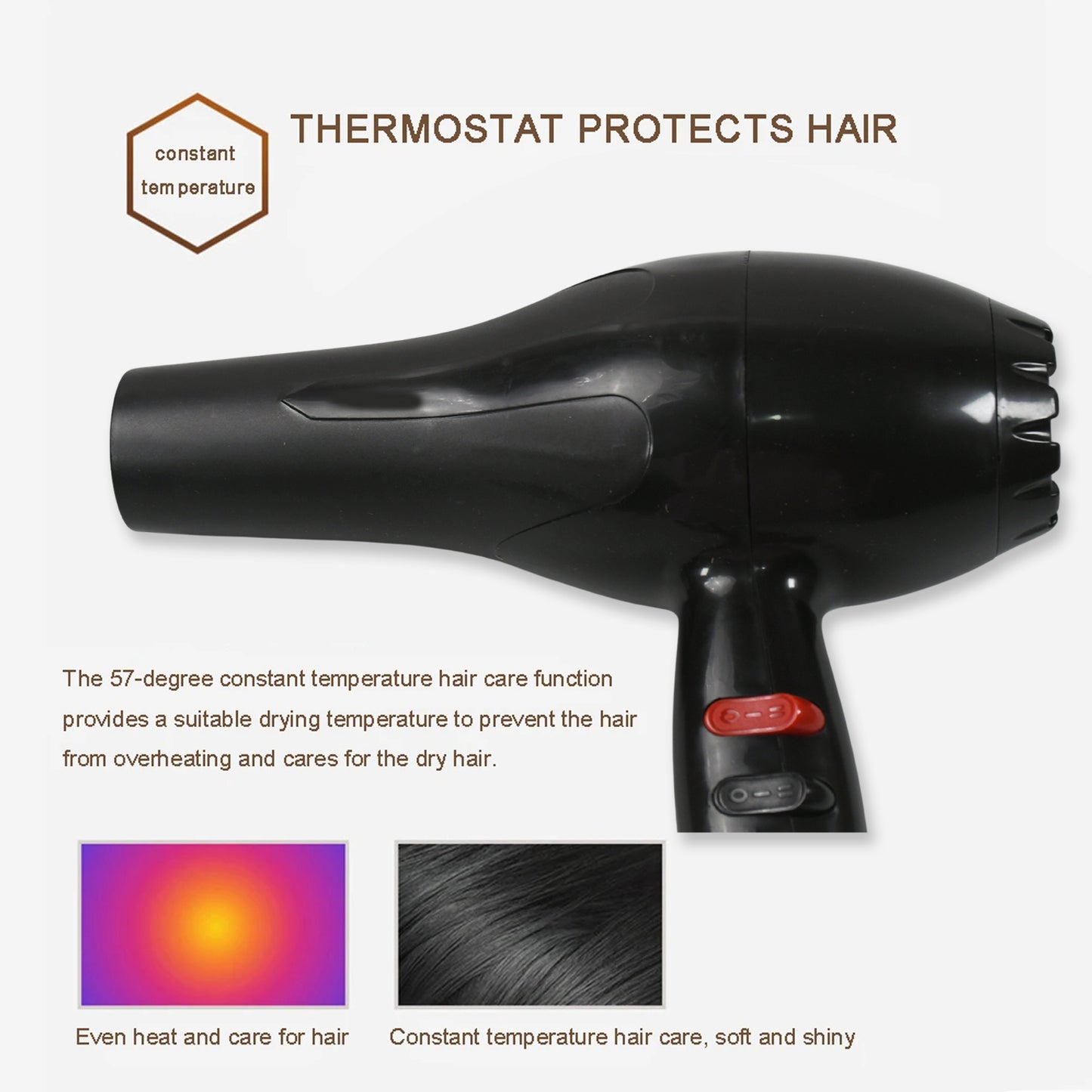 1800W Professional Hair Dryer – 2 Speed Settings