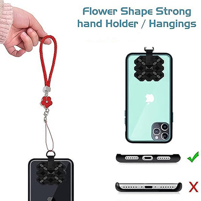 Flower Alloy Pendant with Braided Leather Phone Strap