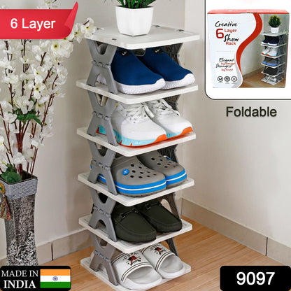 Multifunctional 6-Tier Shoe Stand – Collapsible & Space-Saving