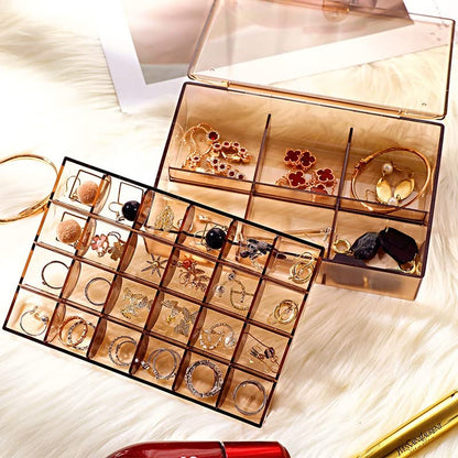 2-Layer Acrylic Storage Box – 30 Compartment Jewelry & Makeup Organizer