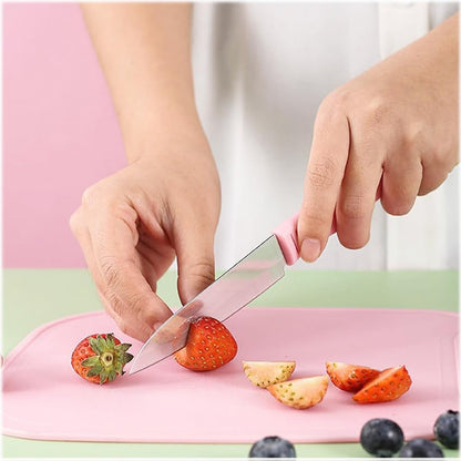 5490 Mini Travel Cutting Board Set 4 Pcs Portable Mini Camping Plastic Cutting Board  Knife Fruits  Vegetable Peeler Scissors Kitchen Knives Set For Travel Picnic Camping Outdoor Park (4 Pc Set)