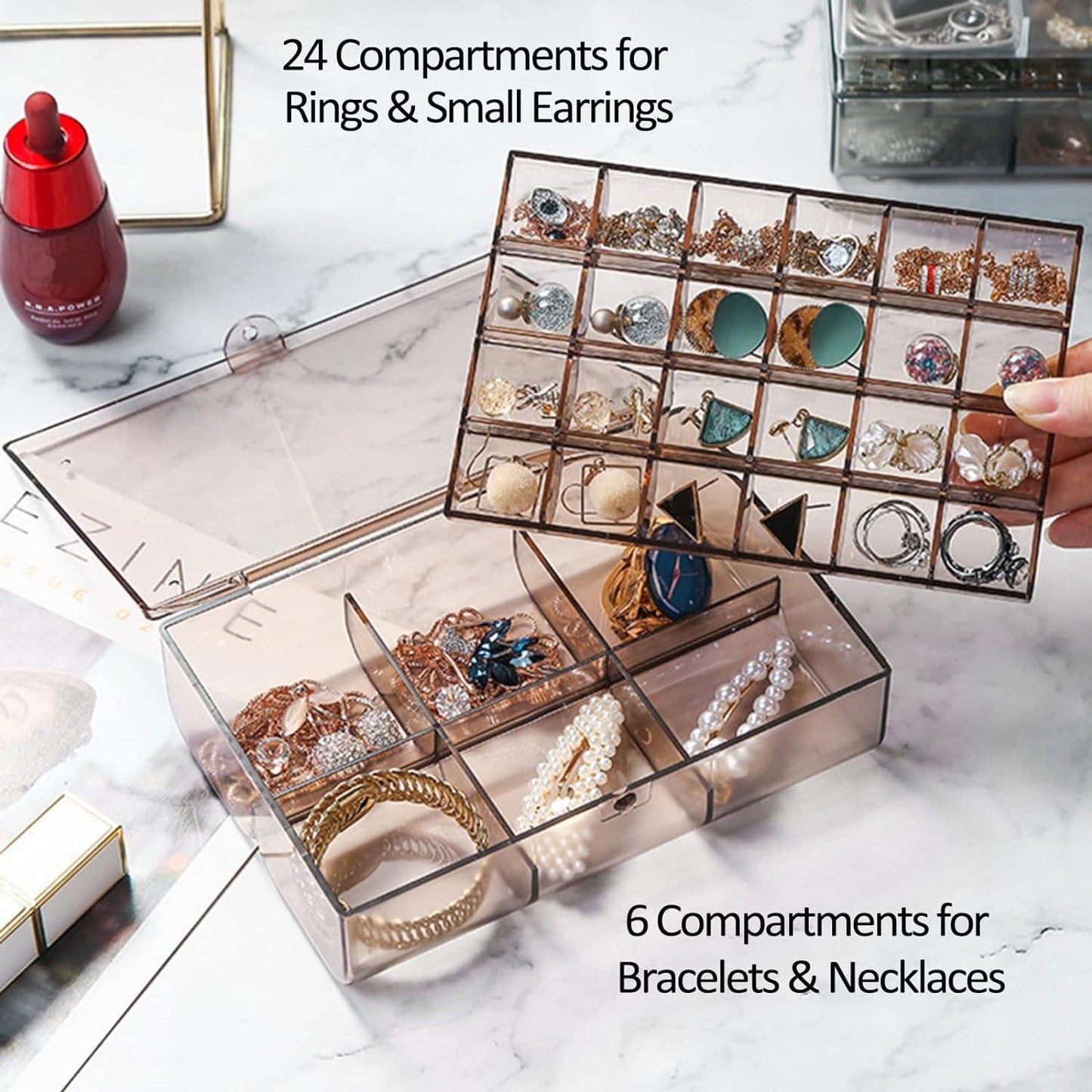 2-Layer Acrylic Storage Box – 30 Compartment Jewelry & Makeup Organizer