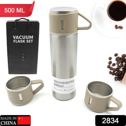 Portable Flask Gift Set with 3 Steel Cups