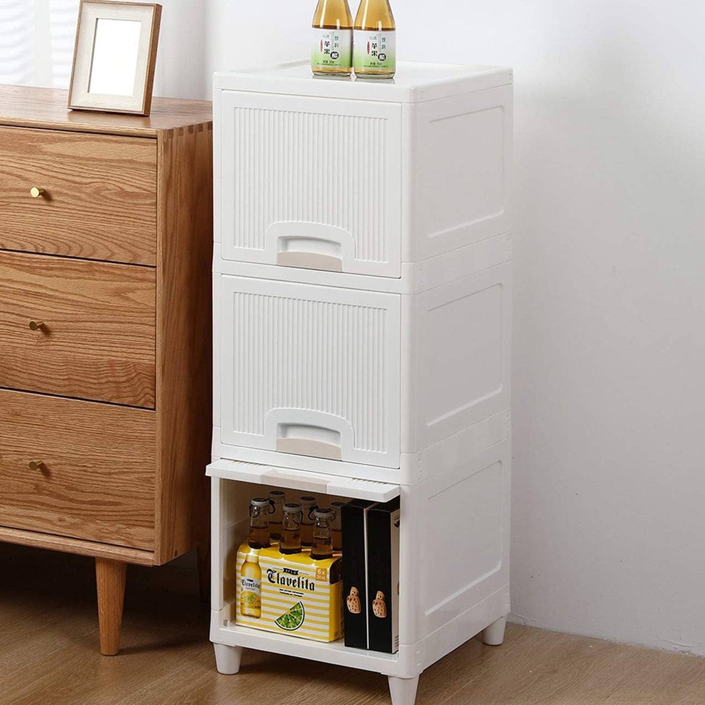 2-Layer Foldable Storage Drawer Unit