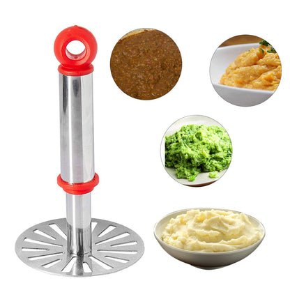 8123 Ganesh Potatopav Bhaji Masher With Plastic Handle Silver  Plastic - Oval Pav Masher Potato 1-piece Smasher Handle Multicolor