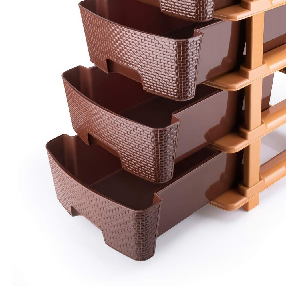 1151 5tier Plastic Modular Drawer System For Multiple Use (Brown Colour)