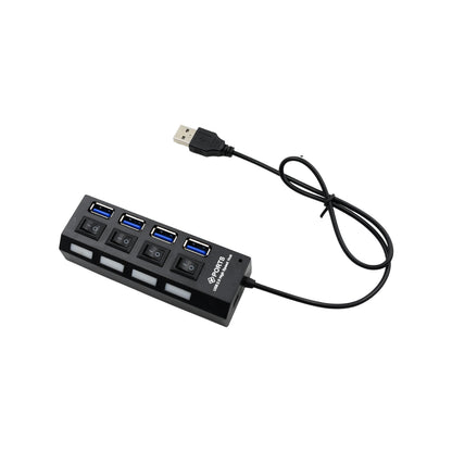 6995 4 Port Usb Hub Usb 2.0 Hub Splitter High Speed With Onoff Switch Multi Led Adapter Compatible With Tablet Laptop Computer Notebook