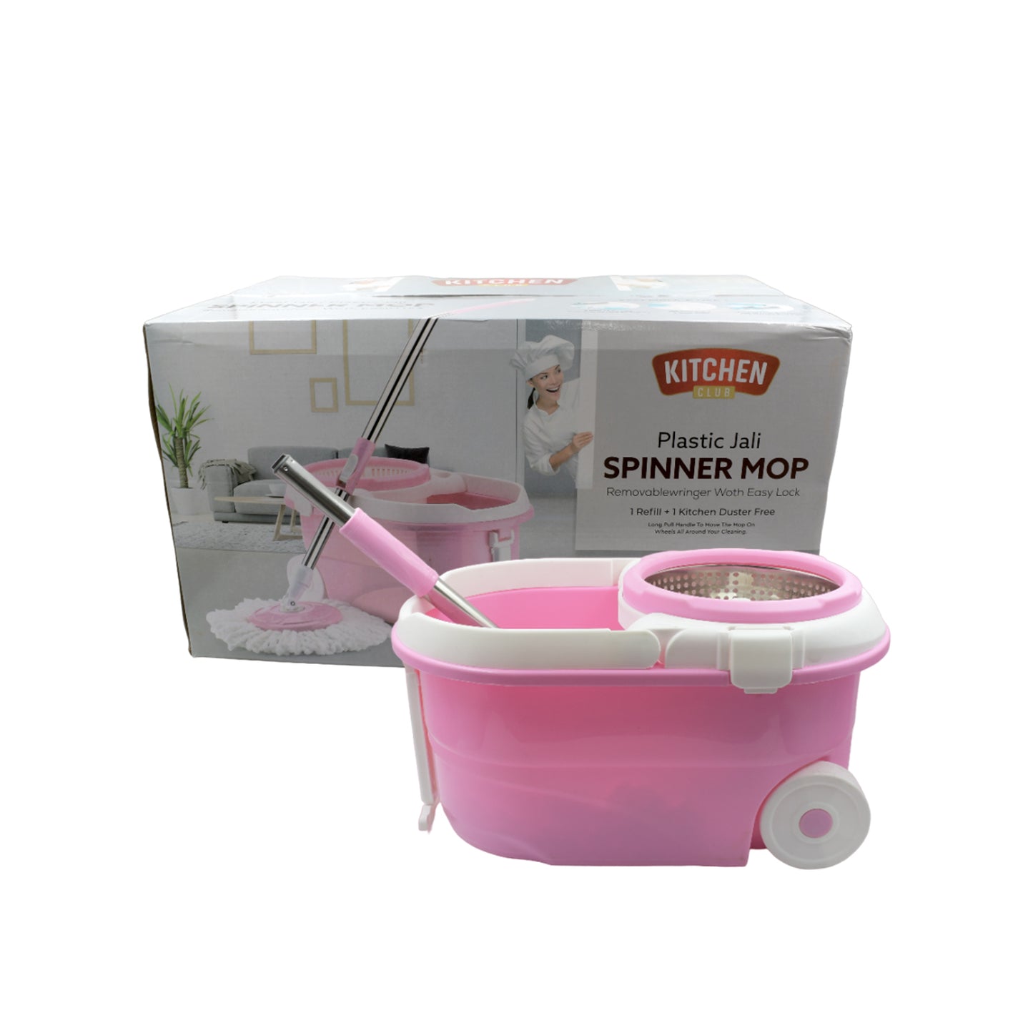 4105 Mop With Bucket For Floor Cleaning With Steel Spin Mop For Floor Cleaning  Floor Cleaner Mop  Spin Mop  Magic Mop  Mop Stick  Spin Mop Set With Bucket Household Office Cleaning Tool Mop